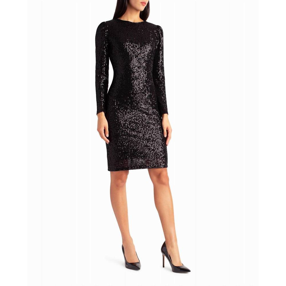 NEW NICOLE MILLER sequin sheath olivia dress in very black sequins